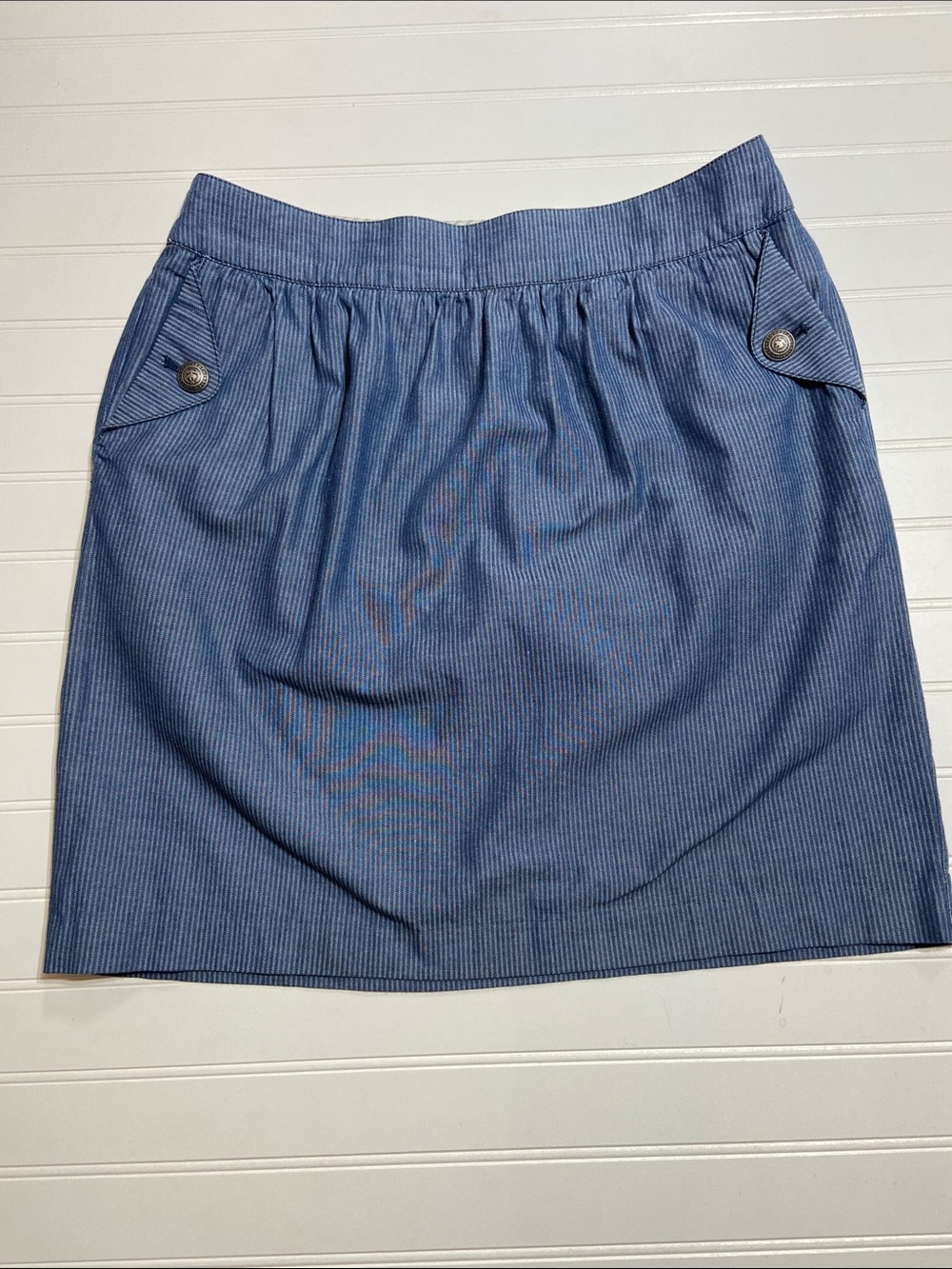 Brooks‎ Brothers Mini Skirt Size 6 Blue Pinstripe A-Line Preppy Nautical NWOT